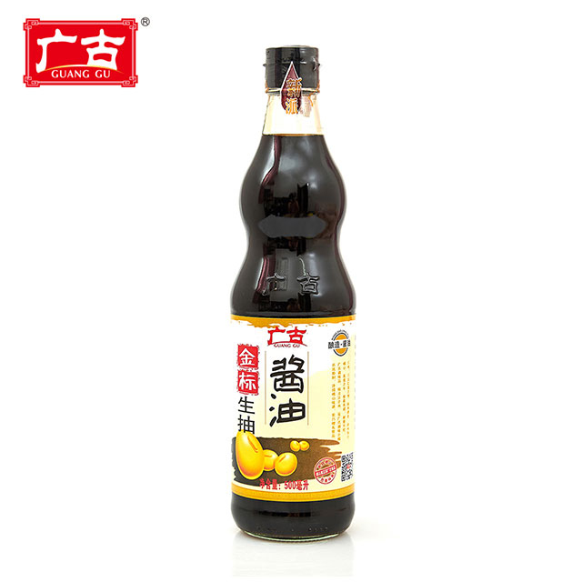 500ml Glass Bottle Packing Golden Label Light Soy Sauce